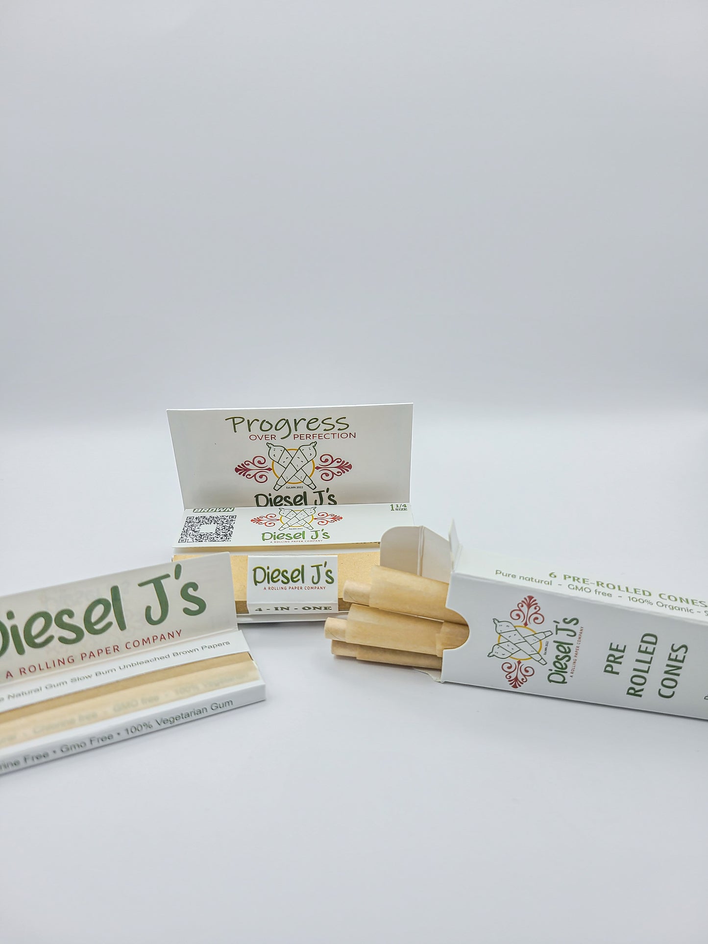 1 1/4 Size Rolling Papers Booklet & Pre Rolled Cones 3 Piece Sample Pack