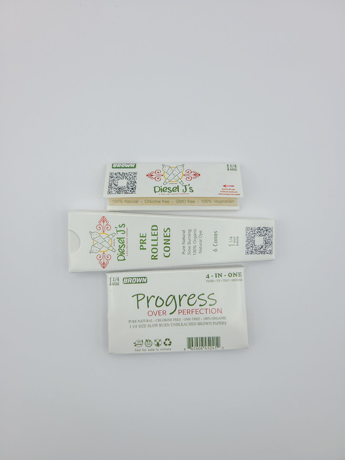 1 1/4 Size Rolling Papers Booklet & Pre Rolled Cones 3 Piece Sample Pack
