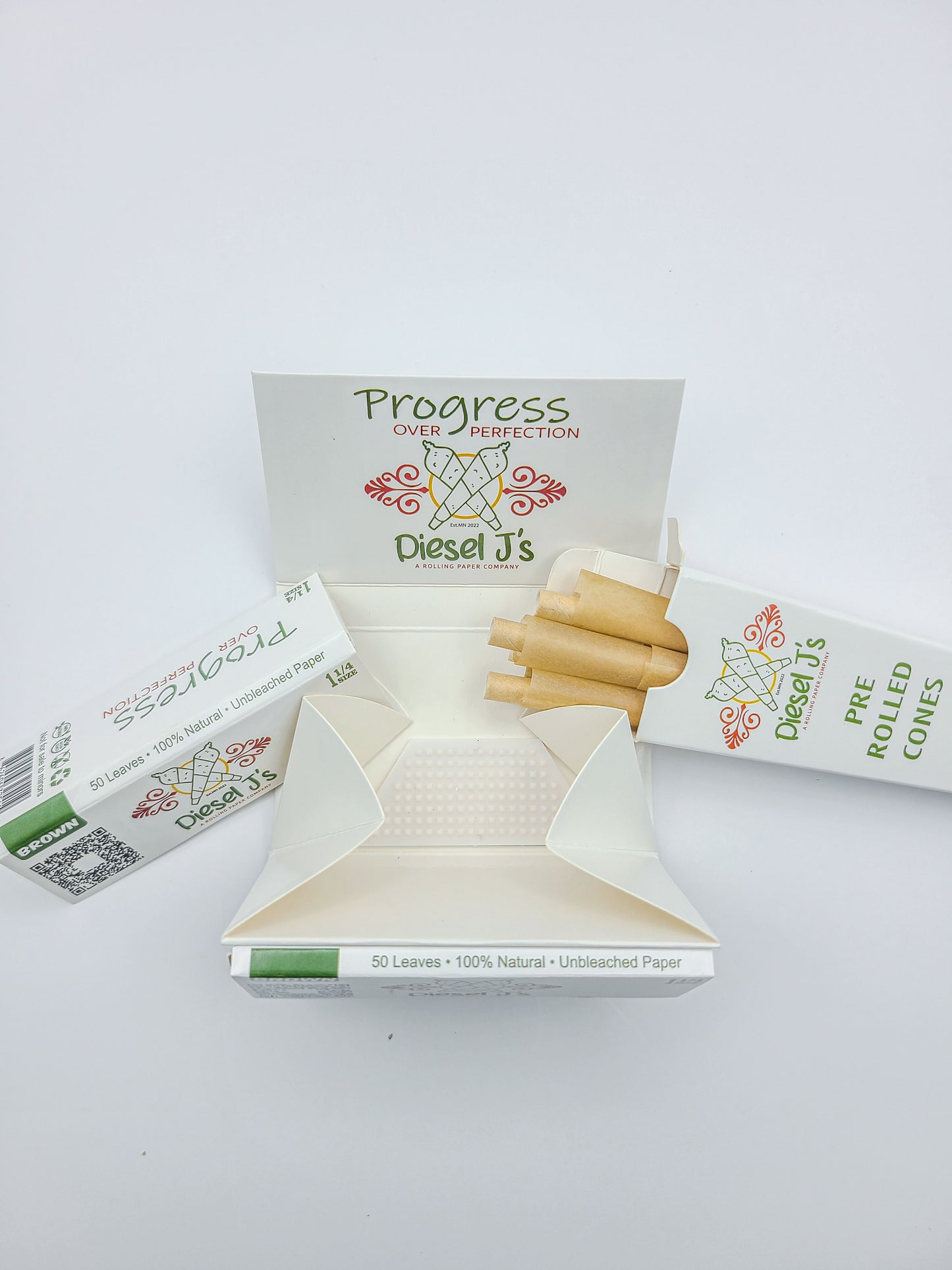 1 1/4 Size Rolling Papers Booklet & Pre Rolled Cones 3 Piece Sample Pack